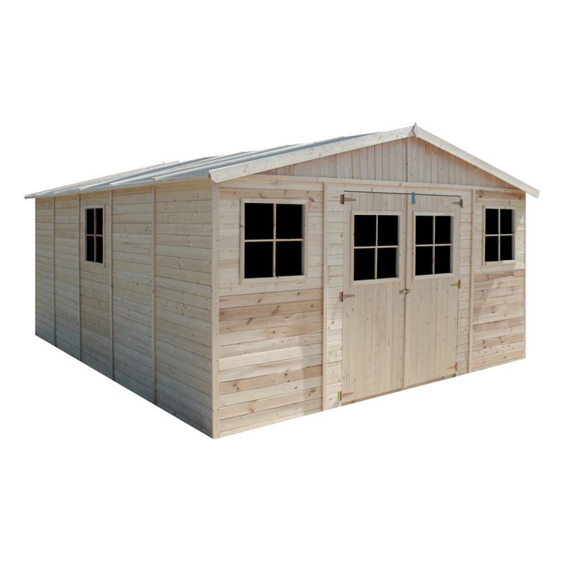 Drewniany domek ogrodowy i podłoga Timbela 20 m² M333M333G Konstrukcja panelowa, drewno naturalne, grubość deski 17 mm, 1 szt.