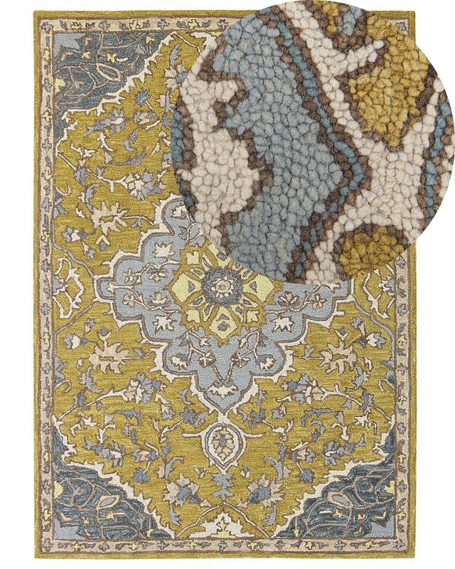 Dywan wełniany 160 x 230 cm cm Yellow and Blue Mucur 1 szt.