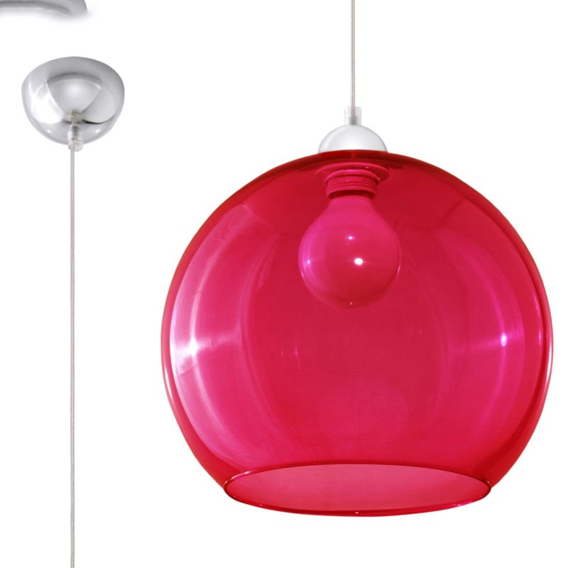 Lampa wisząca Sollux Lighting BALL czerwona 1 szt.