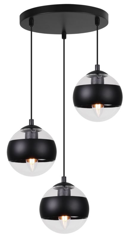 Lampa sufitowa wisząca Light Home LH Toledo 3x E14 60W okragły czarny 1szt.