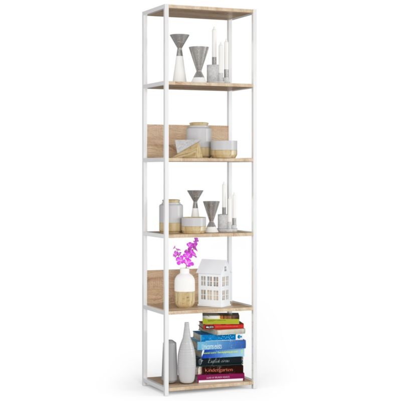 Regał loft Akord metalowy Biały 50 cm kolor Dąb Sonoma mat 6 półek 50x32x192 cm 1 szt.