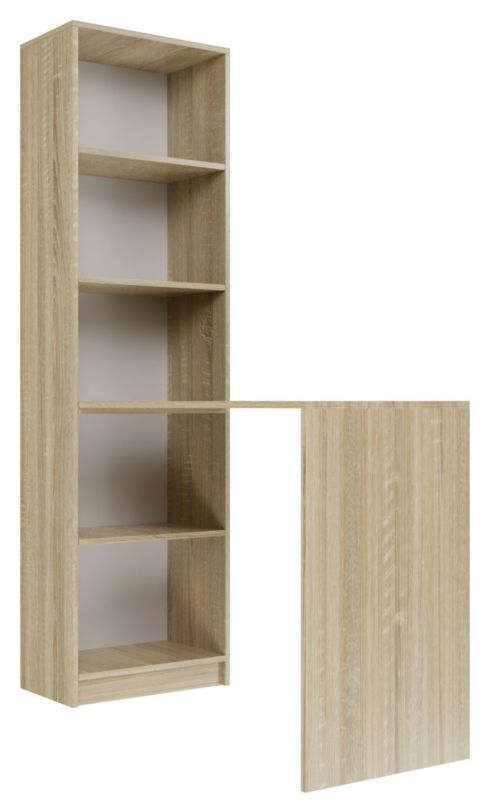 Biurko Z Regałem Topeshop R50 Lewe/Prawe Dąb Sonoma 125x50x182 cm 1 szt.