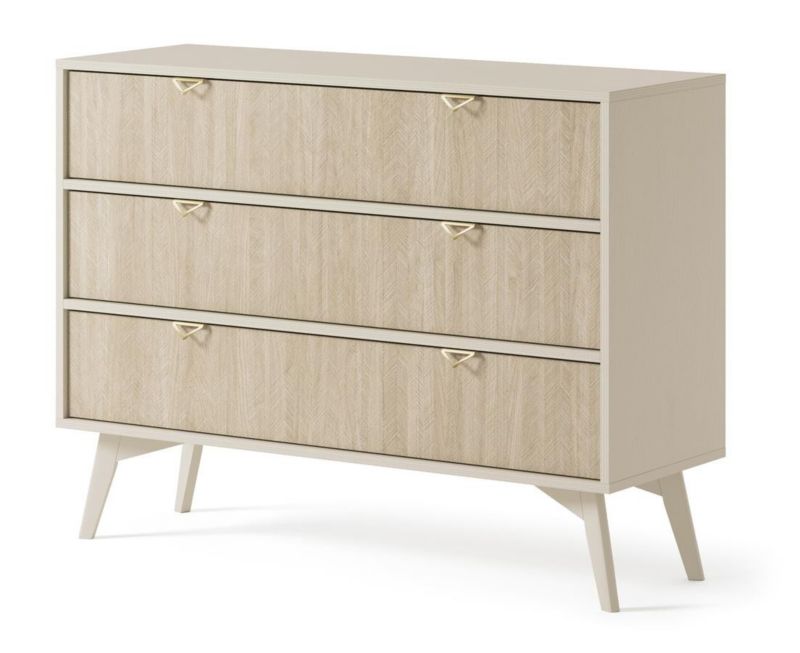 Komoda z szufladami Bettso Firr 106 cm beż piaskowy jodełka skandi 1szt.