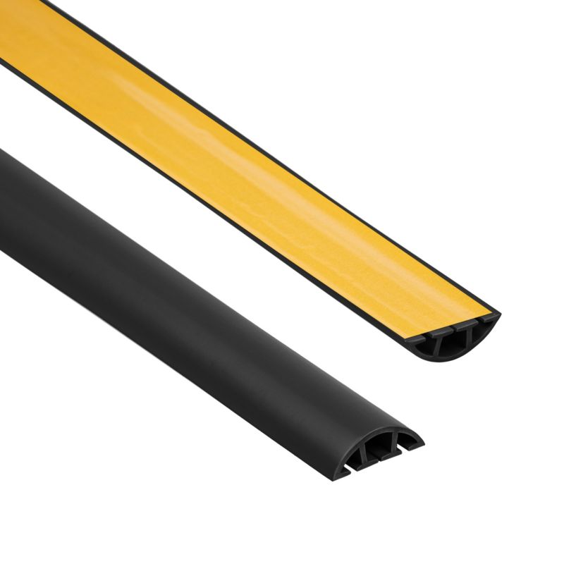 Listwa kablowa maskująca PCV 10x60mm, QUEST, półokrągła, samoprzylepna maskownica kabli, czarny, 2m