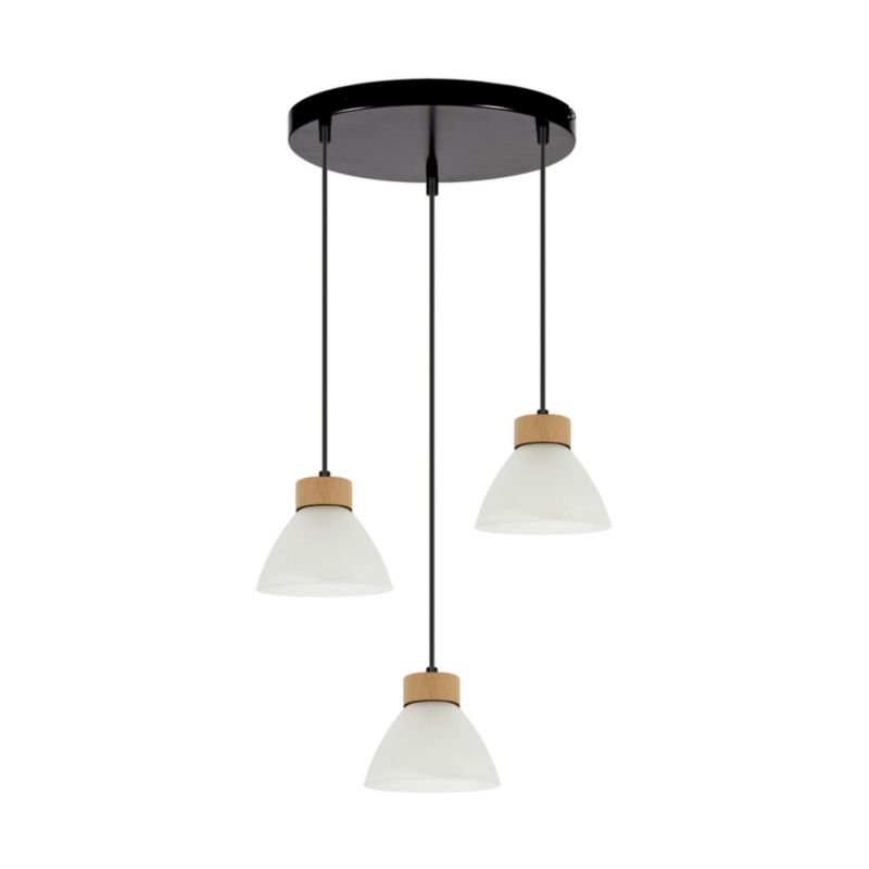 Drewniana Lampa Wisząca SPOT Light 3xE27 Max.40W Dąb Olejowany FSC z Białym Szkłem i Akcentem Czerni, 1 szt.