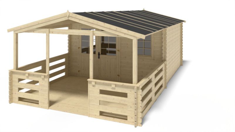 Domek ogrodowy ALTANKA - 4x4 m z tarasem 4x3m - 28 m2, drewniany, 1szt.