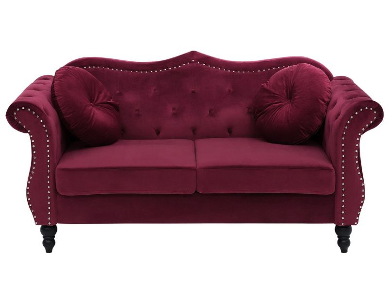Sofa 2-osobowa welurowa burgundowa Skien 1 szt.