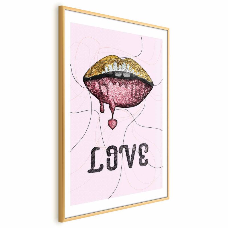 Plakat Artgeist Płynne usta 29,7x42 cm z ramą złotą 1 szt