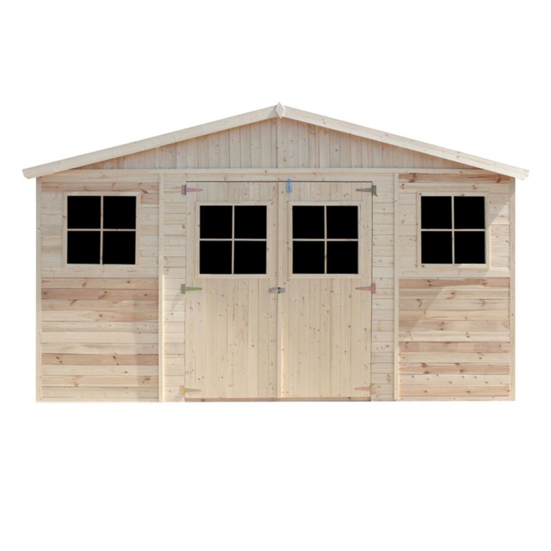 Drewniany domek ogrodowy Timbela 8 m² M332 Konstrukcja panelowa, drewno naturalne, grubość deski 17 mm, 1 szt.