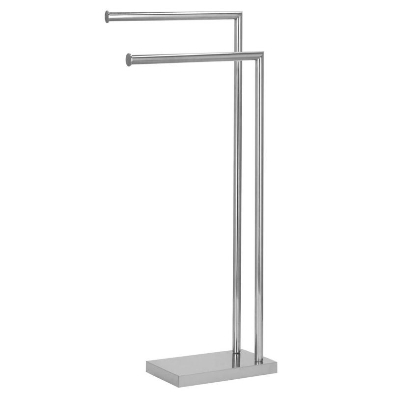 Wieszak łazienkowy Springos podłogowy na ręczniki 2 uchwyty 80 cm srebrny 1 szt.