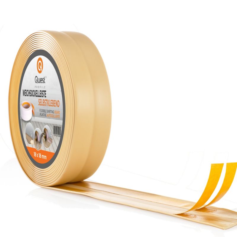 Listwa wykończeniowa PCV 30x30mm, QUEST, samoprzylepna, elastyczna, miękka taśma dekoracyjna, krem, 25m