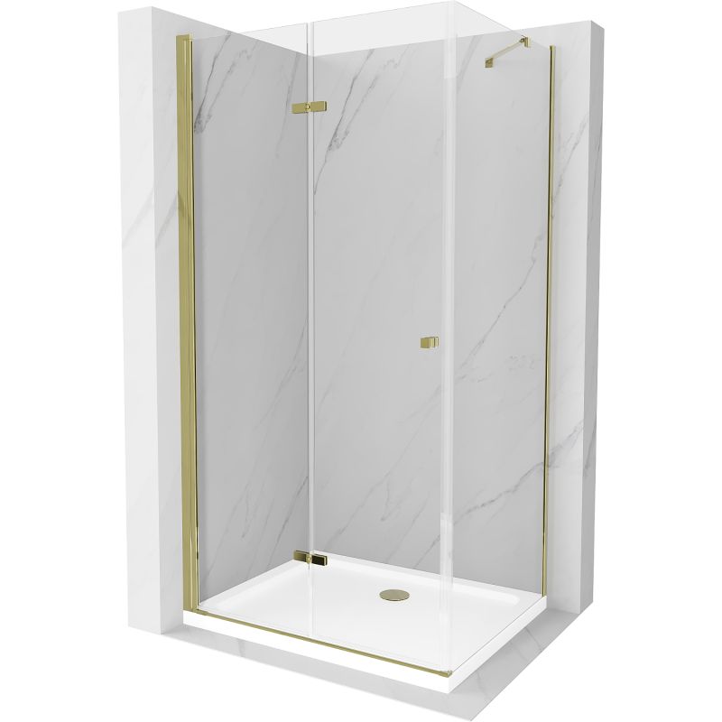 Kabina prysznicowa Mexen Lima składana 100 x 90 cm transparent złota + brodzik Flat