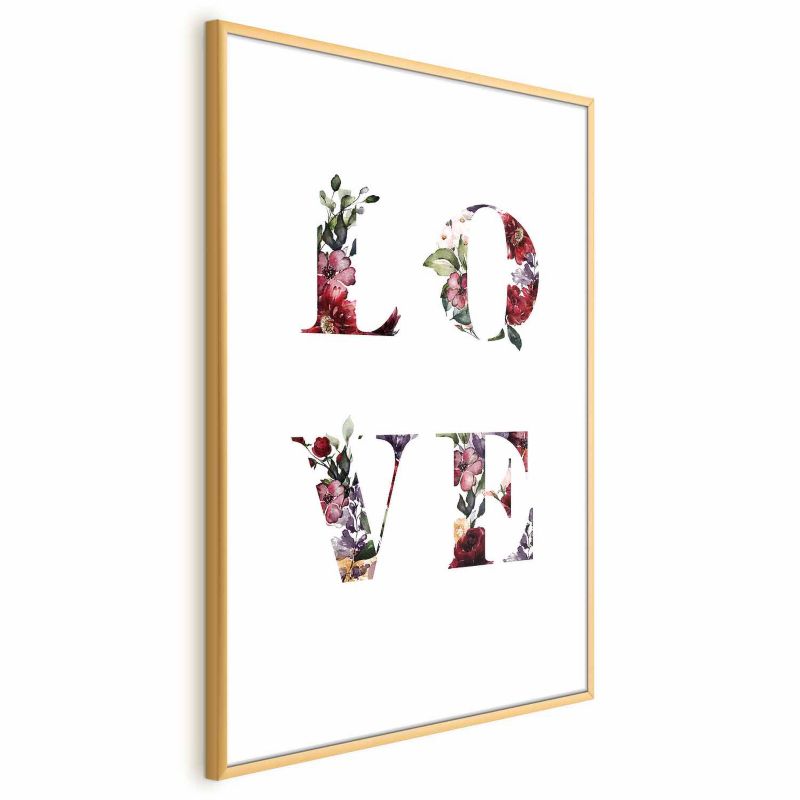 Plakat Artgeist Miłość w kwiatach 40x60 cm z ramą złotą 1 szt