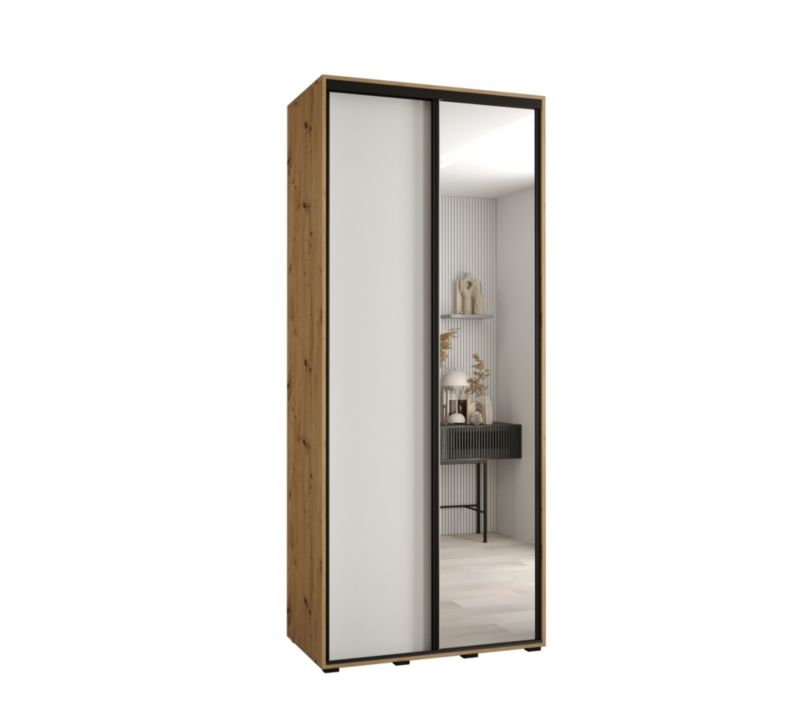 Szafa przesuwna Abiks DAVOS 3 wysoka szer.100cm gł.60cm artisan/biały/czarny 1szt.
