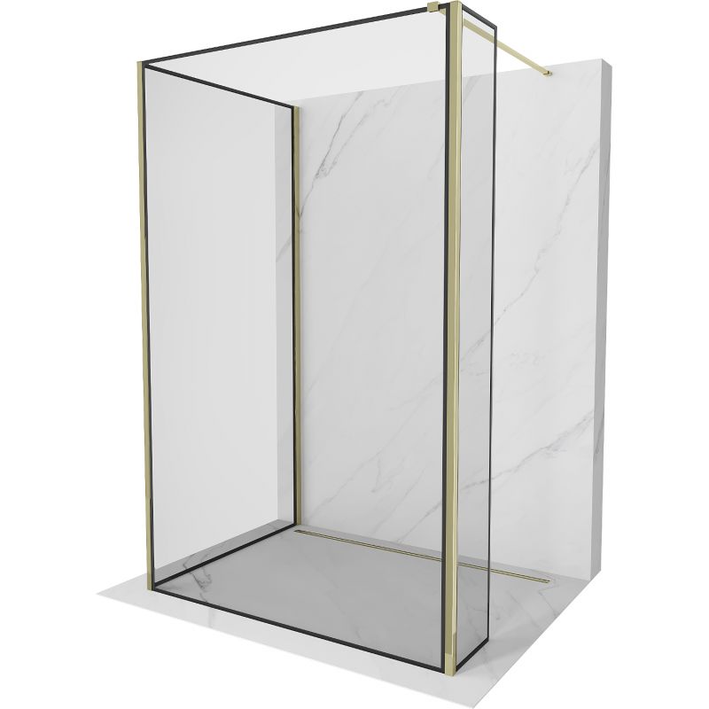 Ścianka prysznicowa walk-in Mexen Kioto czarny wzór złota 120x120x30 cm 1 szt.