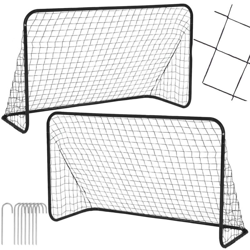 Bramka piłkarska, metalowa Springos 183x122x61 cm zestaw 2 szt. przenośne z śledziami montażowymi 1 kpl.