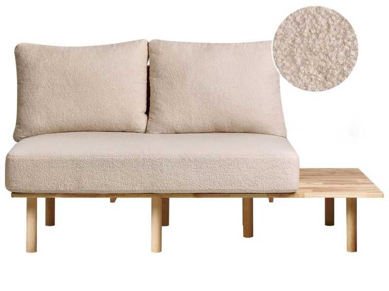 Sofa 2-osobowa ze stolikiem boucle beżowa Salo 1 szt.