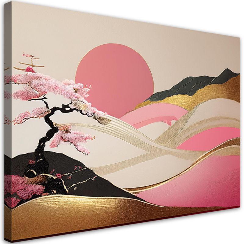 Obraz do sypialni salonu Feeby Japonia Krajobraz w różu 60x40 cm 1szt