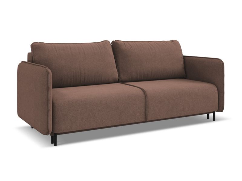 Kanapa 3-osobowa z funkcją spania Makamii Luana z tkaniny strukturalnej 226x92 cm pudrowy róż 1 szt.