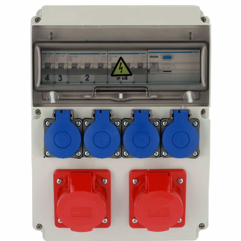 Rozdzielnica Edo wyposażona ASTAT 121 Standard Plus IP65 2x16A/5P, 4x230V IP44 IK08, wyłączniki Hager 1 szt.