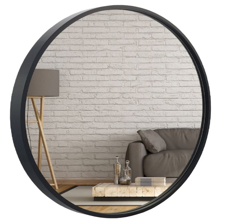 Lustro okrągłe drewniane loftowe BD art 60 cm czarne 1szt.