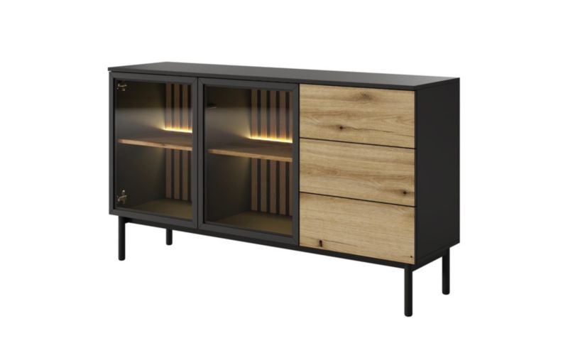 Komoda Bettso Lango 150 cm z oświetleniem LED czarny dąb evoke 1szt.