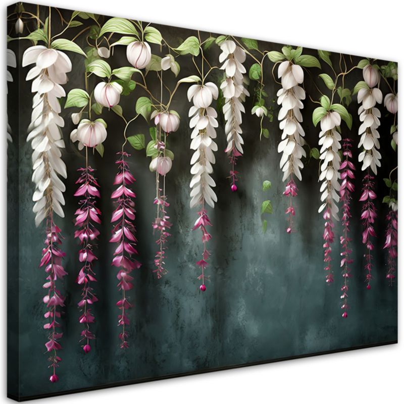 Obraz do salonu sypialni Feeby Zwisające Kwiaty Wisteria Białe 60x40 cm 1szt