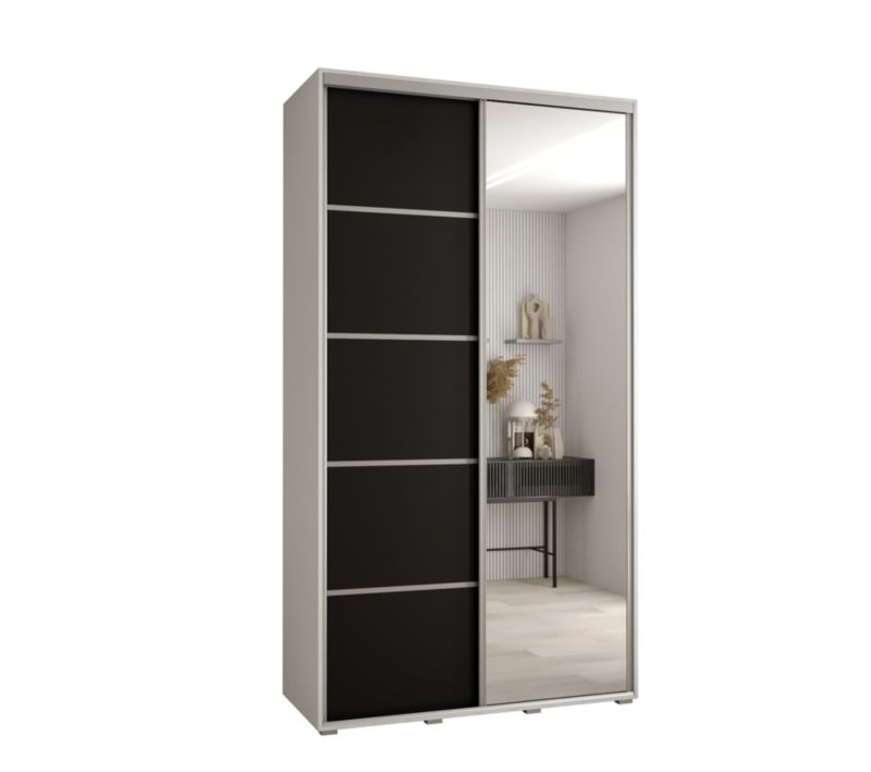 Szafa przesuwna Abiks DAVOS 5 wysoka szer.140cm gł.45cm biały/czarny/srebrny 1szt.