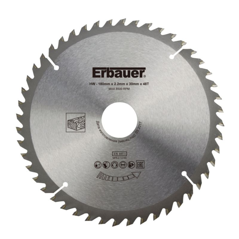 Tarcza do drewna Erbauer 180 x 30/20/16 mm 48T