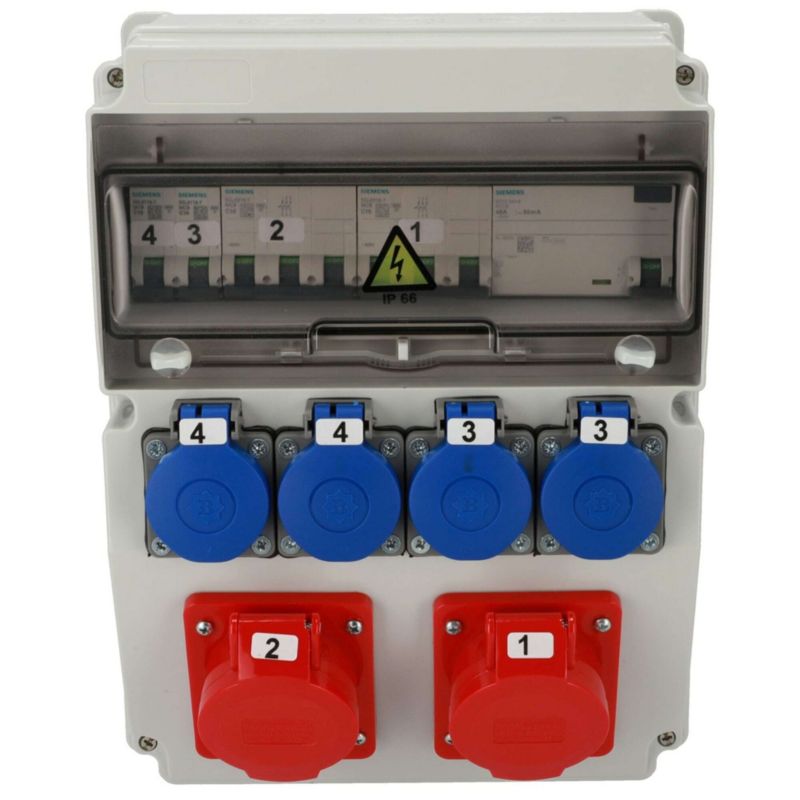 Rozdzielnica Edo wyposażona ASTAT 539 Plus IP65 2x16A/5P, 4x230V schuko IP44, wyłączniki SIEMENS 1 szt.