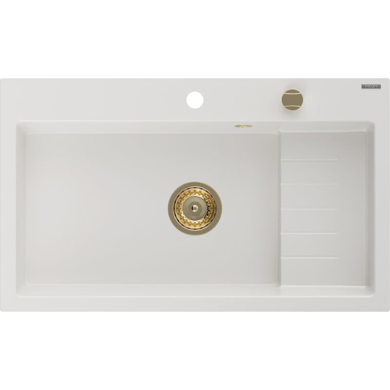 Zlewozmywak granitowy wpuszczany Mexen Omar 1-komorowy biały 800x480 mm 6520801005-20-G 1 szt.