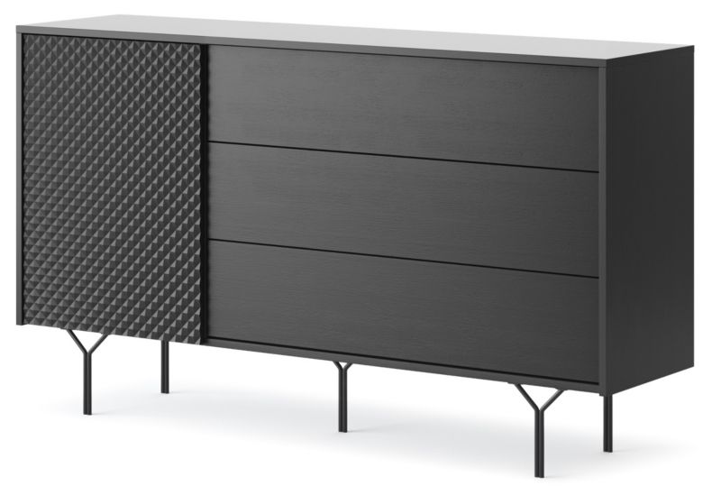 Komoda z szufladami Bettso Still 144 cm stylowa czarny grafit 1szt.