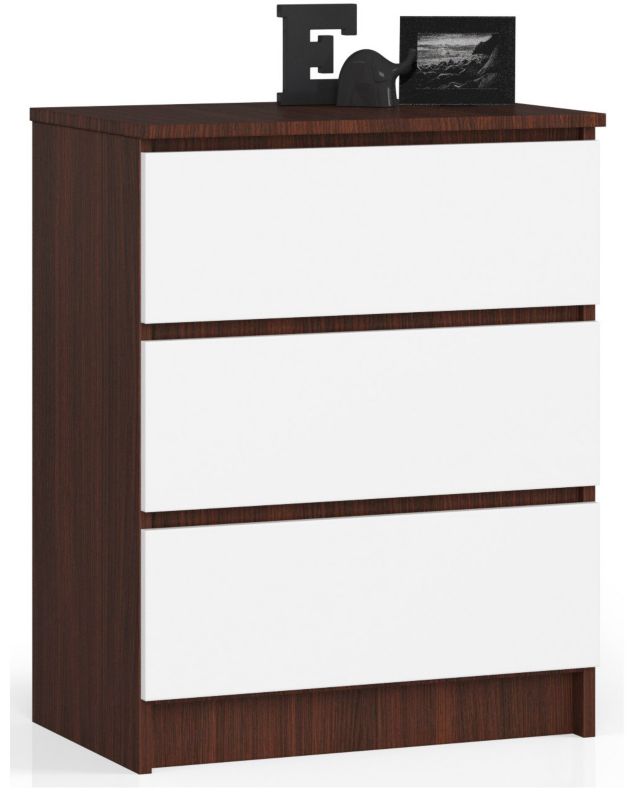 Komoda Akord K60 Wenge 60 cm 3 szuflady kolor Biały mat 60x40x77 cm 1 szt.