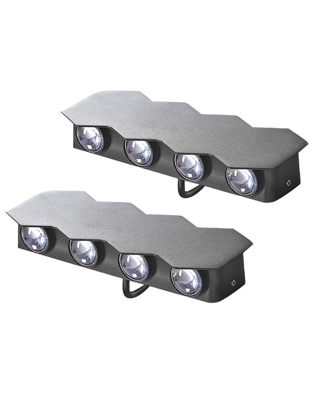 Zestaw 2 lamp ściennych zewnętrznych LED Weldon 8 cm Czarny 1 par.