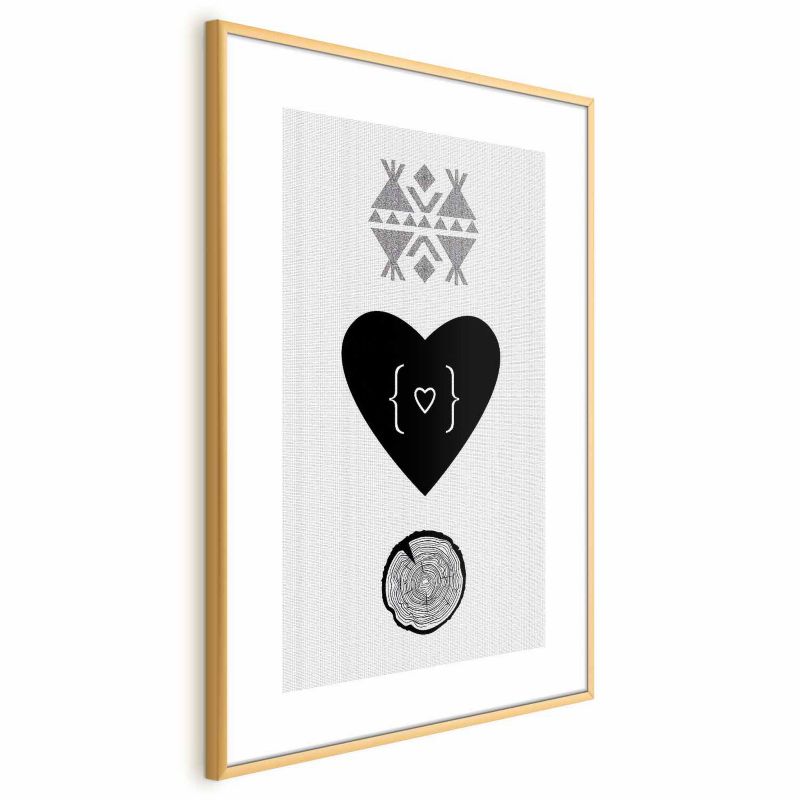Plakat Artgeist Serce i pień 21x30 cm z ramą złotą 1 szt