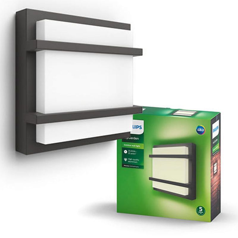 Kinkiet Ogrodowy Philips Lampa Elewacyjna Zewnętrzna LED 12W 1200lm 4000K IP44 Antracyt Petronia 1 szt.