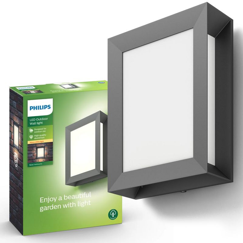 Kinkiet Ogrodowy Philips Lampa Elewacyjna Zewnętrzna LED 6W 600lm 2700K IP44 Antracyt Karp 1 szt