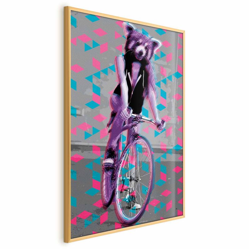 Plakat Artgeist Szop na rowerze 40x60 cm z ramą złotą 1 szt