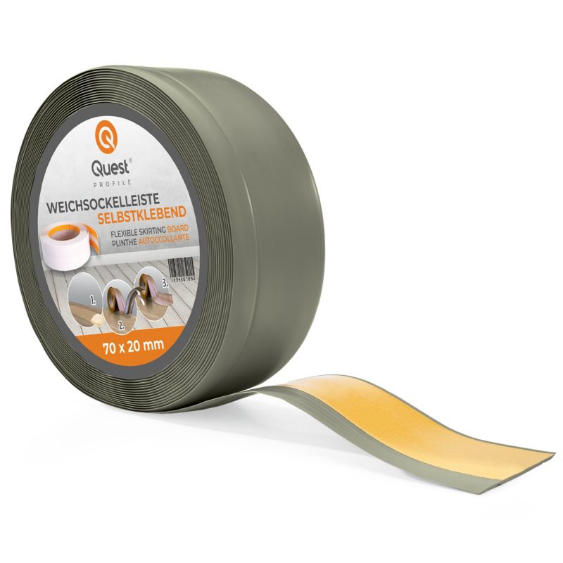 Listwa przypodłogowa PCV 70x20mm, QUEST, samoprzylepna elastyczna, miękka listwa podłogowa, cokołowa, oliwkowy, 10m