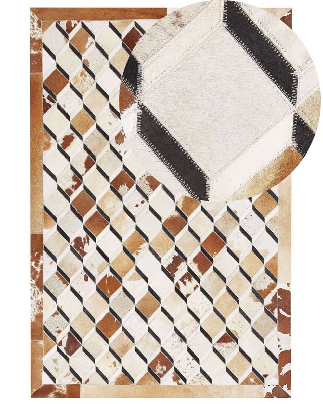 Dywan patchwork skórzany 160 x 230 cm brązowy Serinova 1 szt.