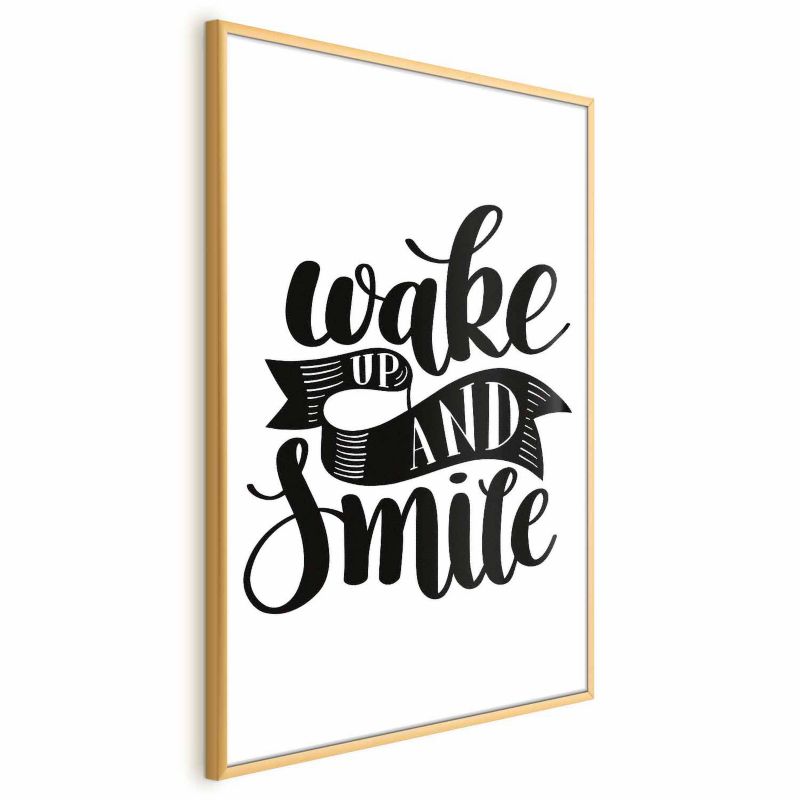 Plakat Artgeist Wake up and smile 21x30 cm z ramą złotą 1 szt