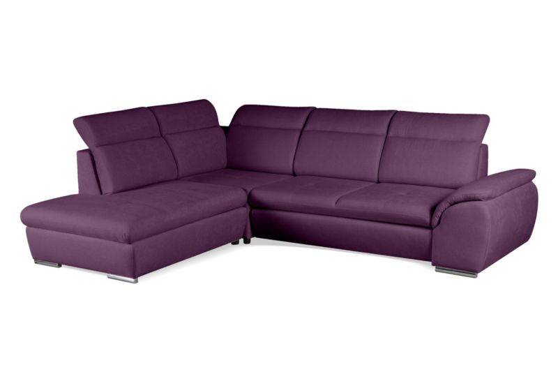 Narożnik lewostronny Zorian Bettso 277x228 cm z funkcją spania fioletowy 1szt.