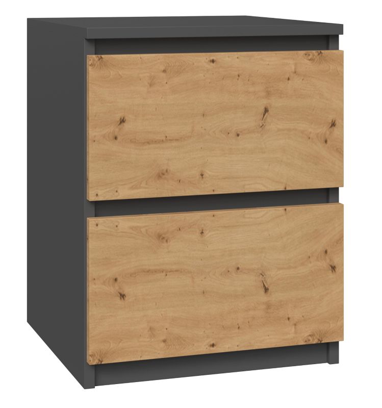 Szafka Nocna Topeshop W2 Stolik Nocny 2 Szuflady Antracyt DąbArtisan 40x40x52 cm 1 szt.