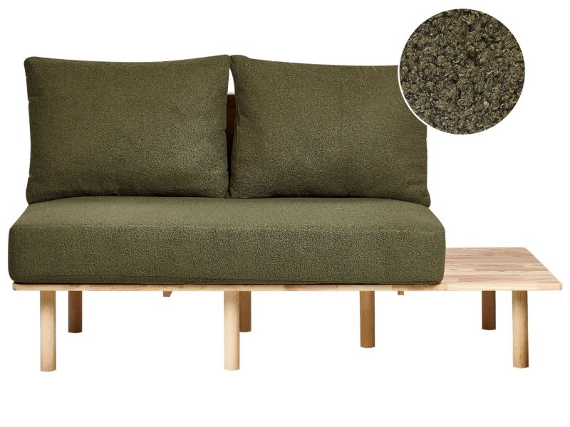 Sofa 2-osobowa ze stolikiem boucle ciemnozielona Salo 1 szt.