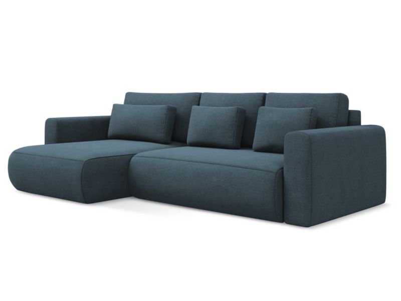 Narożnik lewostronny z funkcją spania Makamii Kapua z tkaniny strukturalnej 278x149 cm jeans 1 szt.