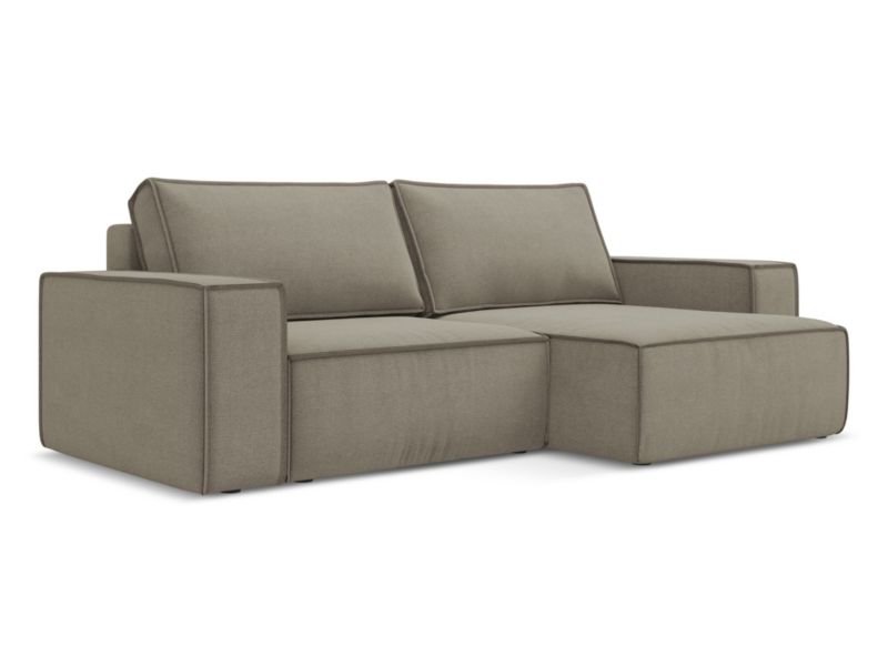 Narożnik prawostronny z funkcją spania Makamii Kimo z tkaniny strukturalnej 257x148 cm ciemny beż 1 szt.
