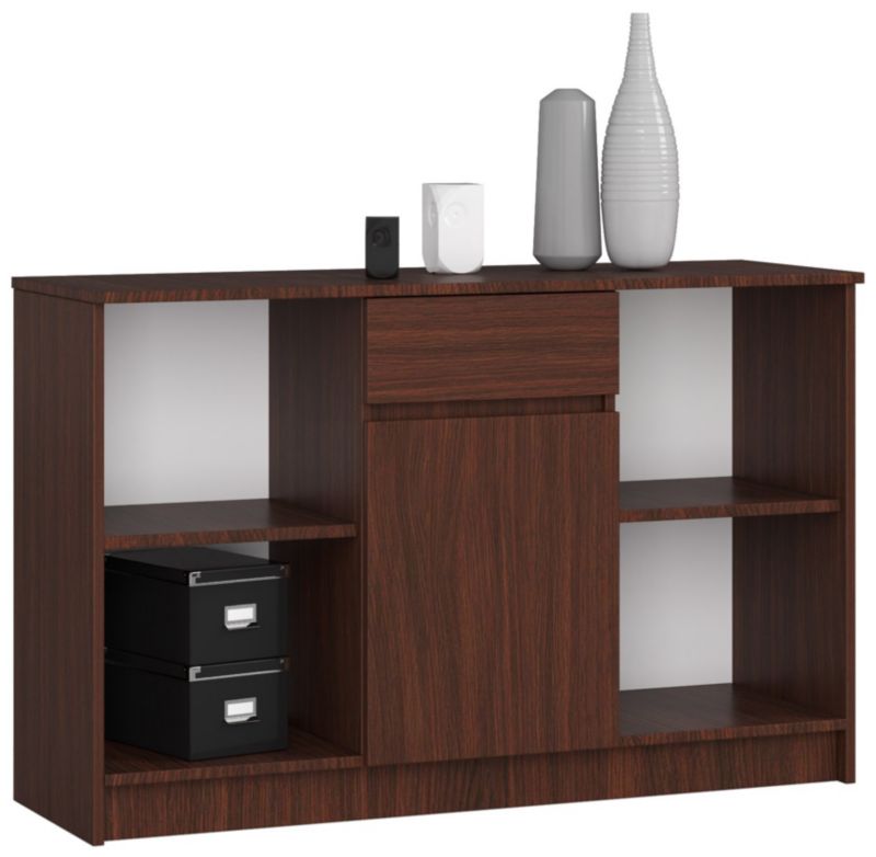 Komoda Akord B17 Wenge 120 cm 1 drzwi 1 szuflada kolor Wenge mat 6 półek 120x40x77 cm 1 szt.