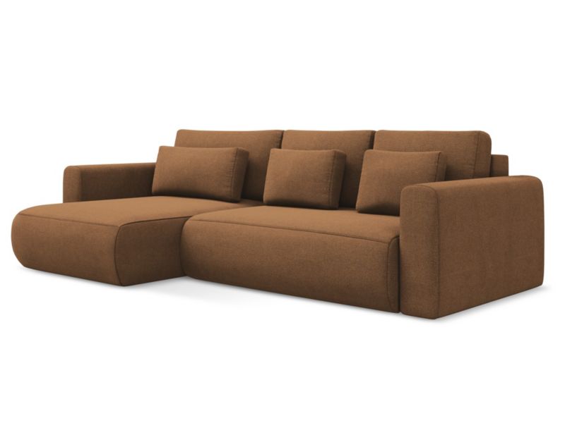 Narożnik lewostronny z funkcją spania Makamii Kapua z tkaniny strukturalnej 278x149 cm terakota 1 szt.