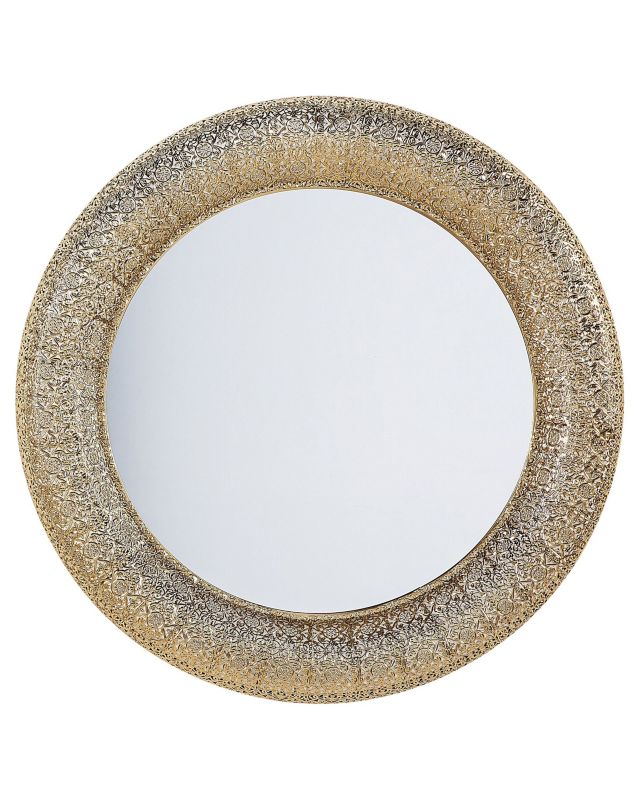 Lustro ścienne Channay 80 cm 80 cm Metal Złoty 1 szt.