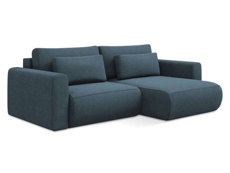 Narożnik prawostronny z funkcją spania Makamii Kapua z tkaniny strukturalnej 240x149 cm jeans 1 szt.